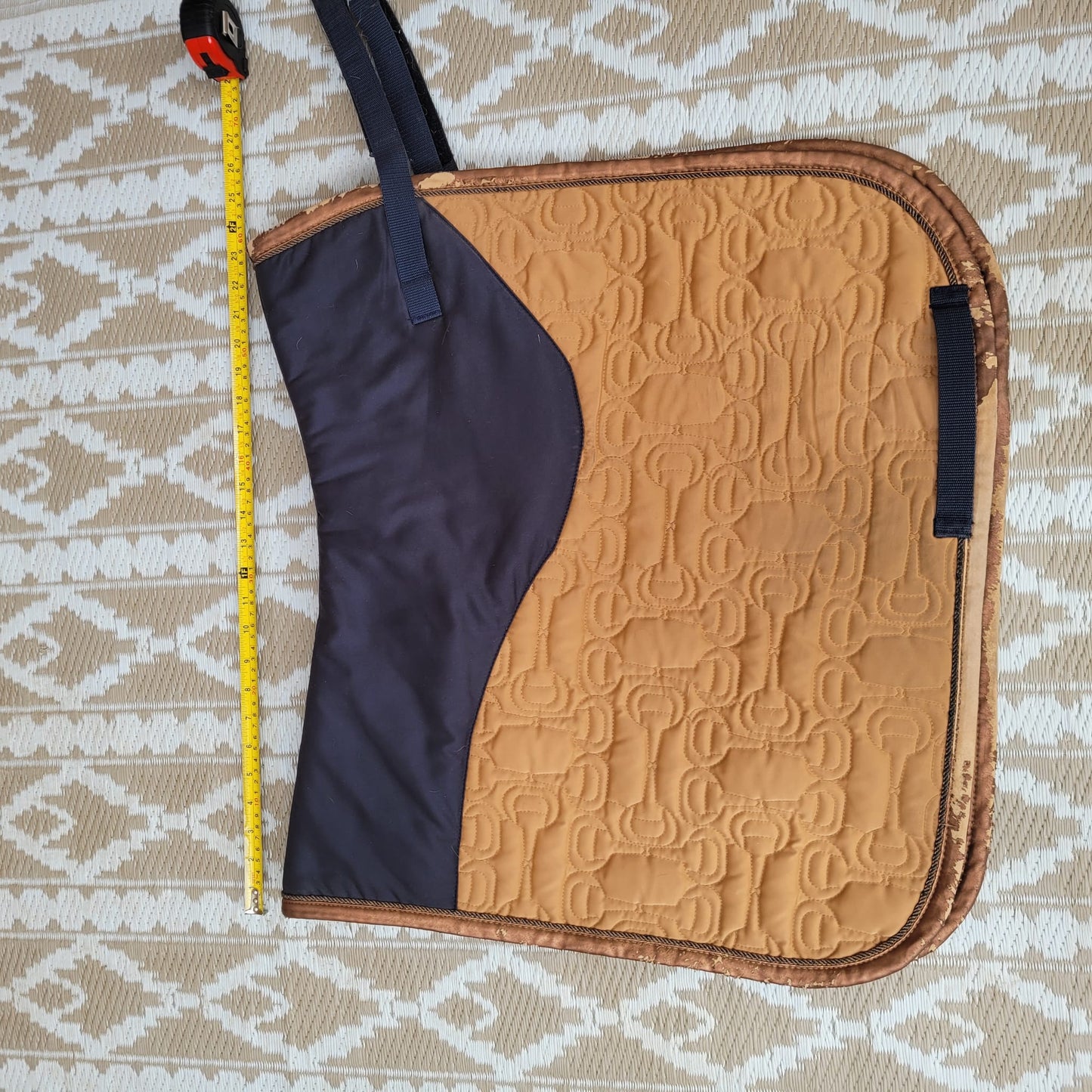 Black/ Brown Size Full Saddle Pad Outer Piping Showing Wear as Pictured