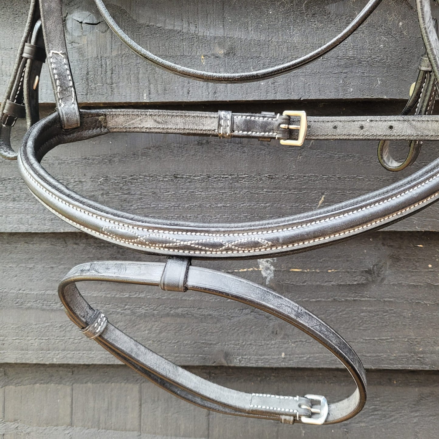 NEW Leatherwave Fancy Stitch Black Bridle With Flash Size Full