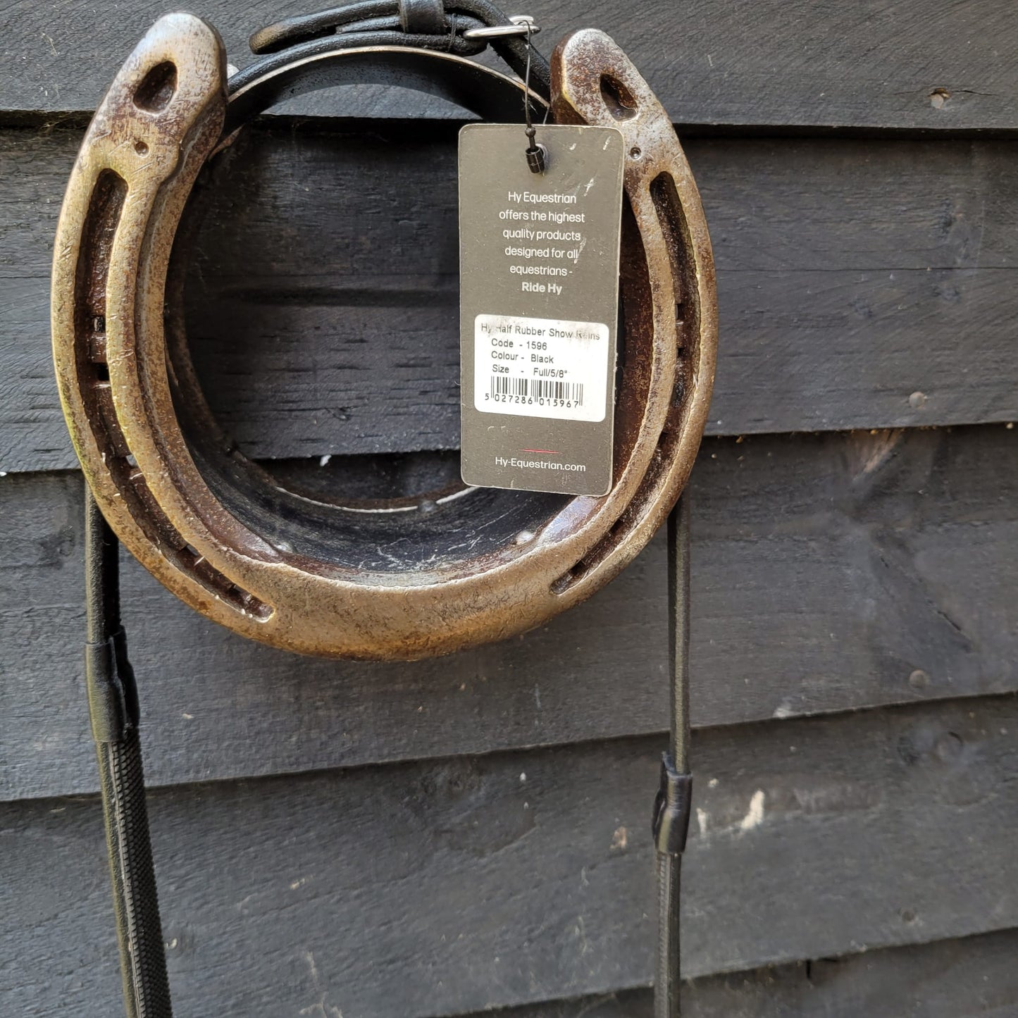 NEW Hy Half Rubber Black Reins Size Full