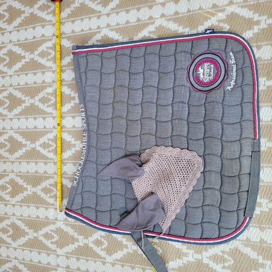 Grey Dressage Full Size Saddle Pad With Matching Ears Good Condition