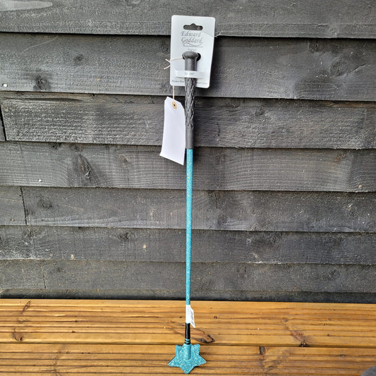 NEW Blue Sparkle Edward Goddard Riding Crop 65cm