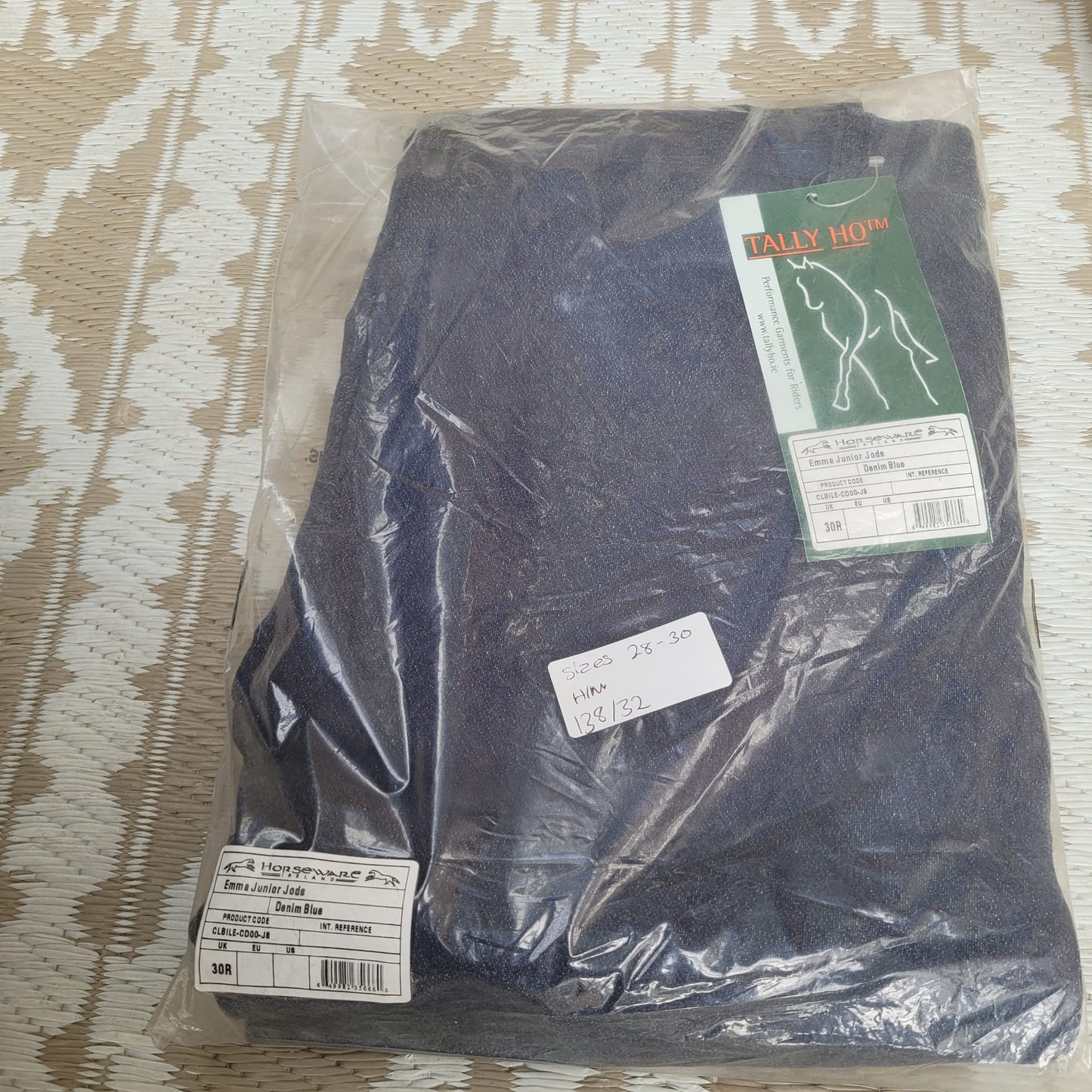 NEW Girls Blue Jean Jodhpurs Size 30R UK12