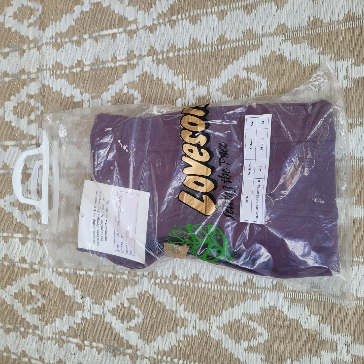 New Ladies Jodhpurs Purple With Sparkle Waistband Size 24 UK 6/8