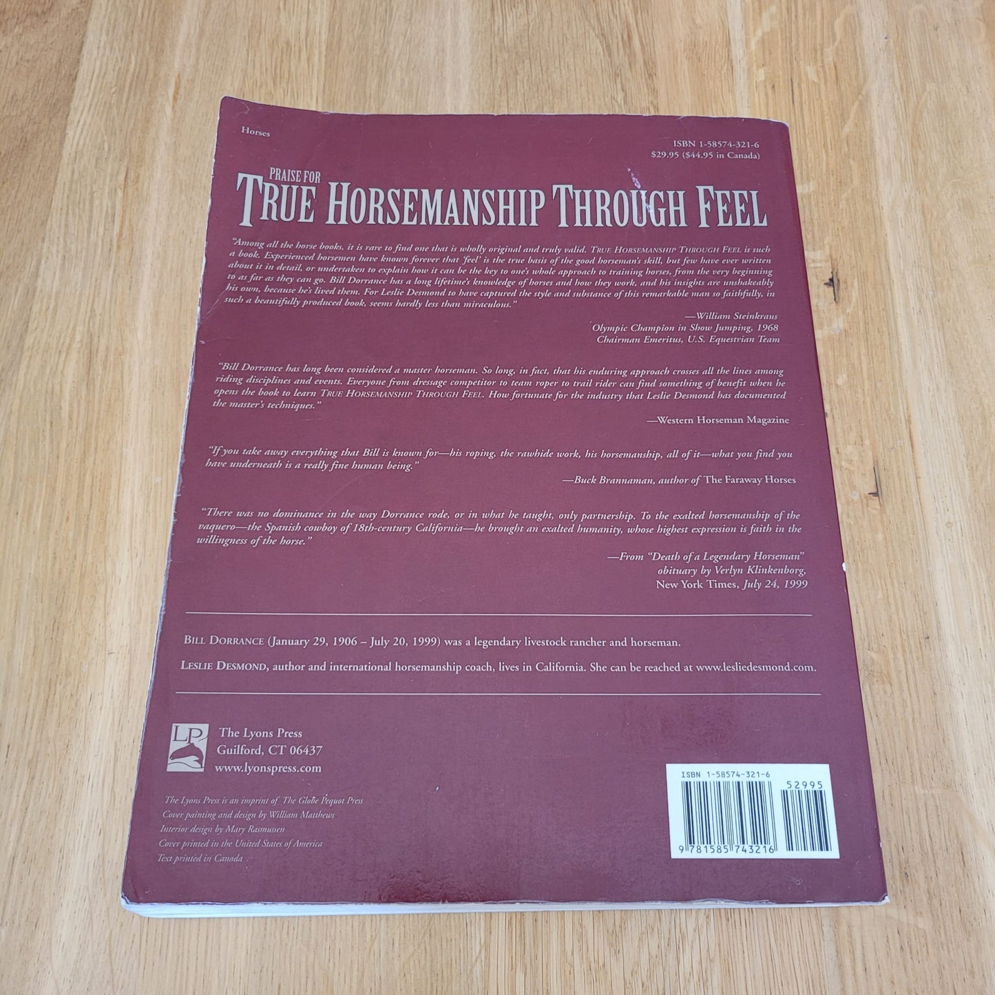 True Horsemanship Through Feel By Bill Dorrance & Leslie Desmond Book