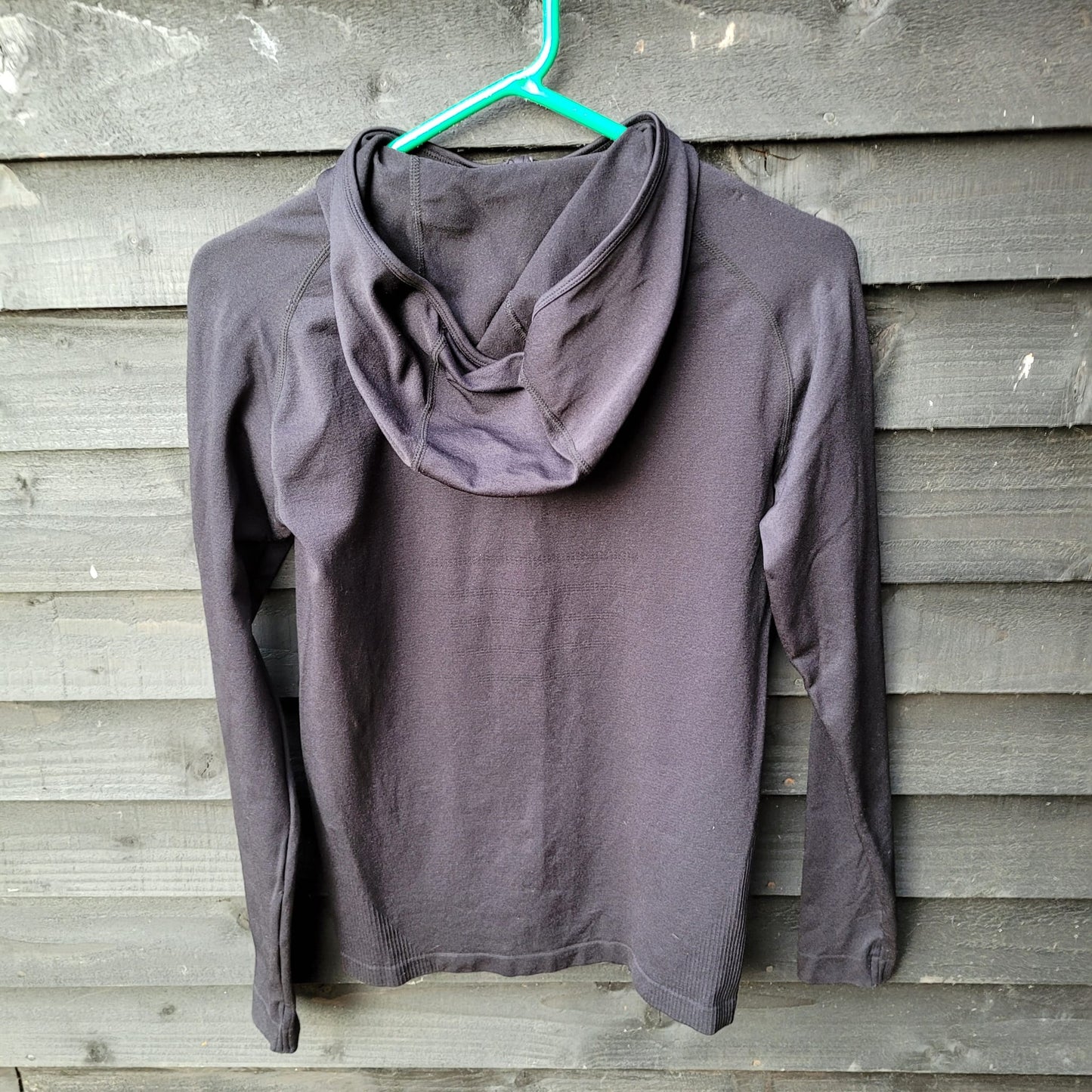 Ladies Stretch Fit Black Hooded Top UK12/14