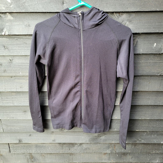 Ladies Stretch Fit Black Hooded Top UK12/14