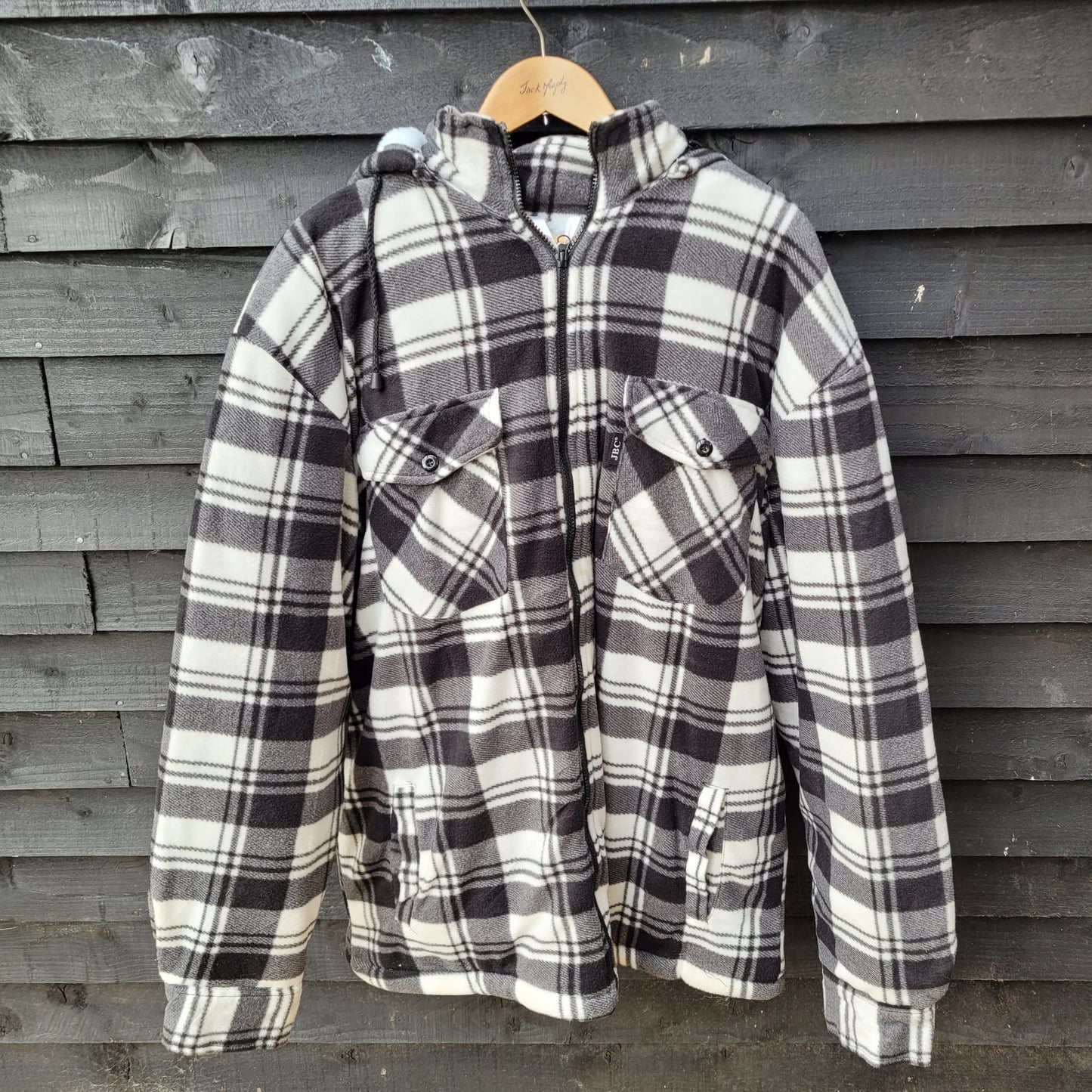 NEW Men's Black/ White Checked Fleece Lined Jacket 3XL