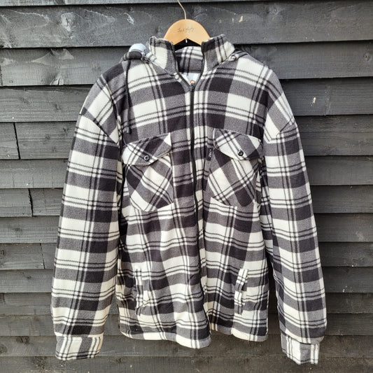 NEW Men's Black/ White Checked Fleece Lined Jacket 3XL